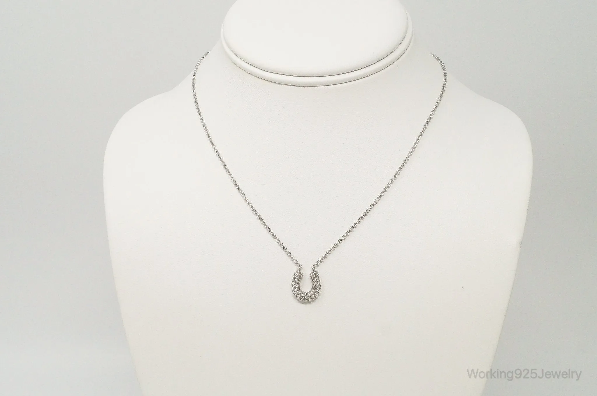 Horse Shoe Cubic Zirconia Sterling Silver Necklace