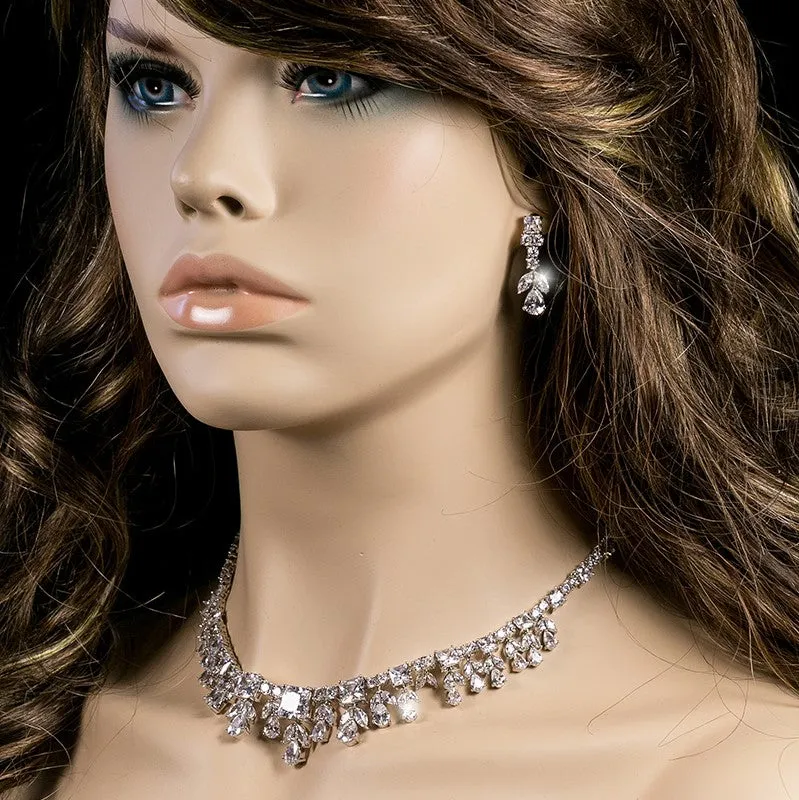 Ingrid CZ Royal Cluster Necklace Set