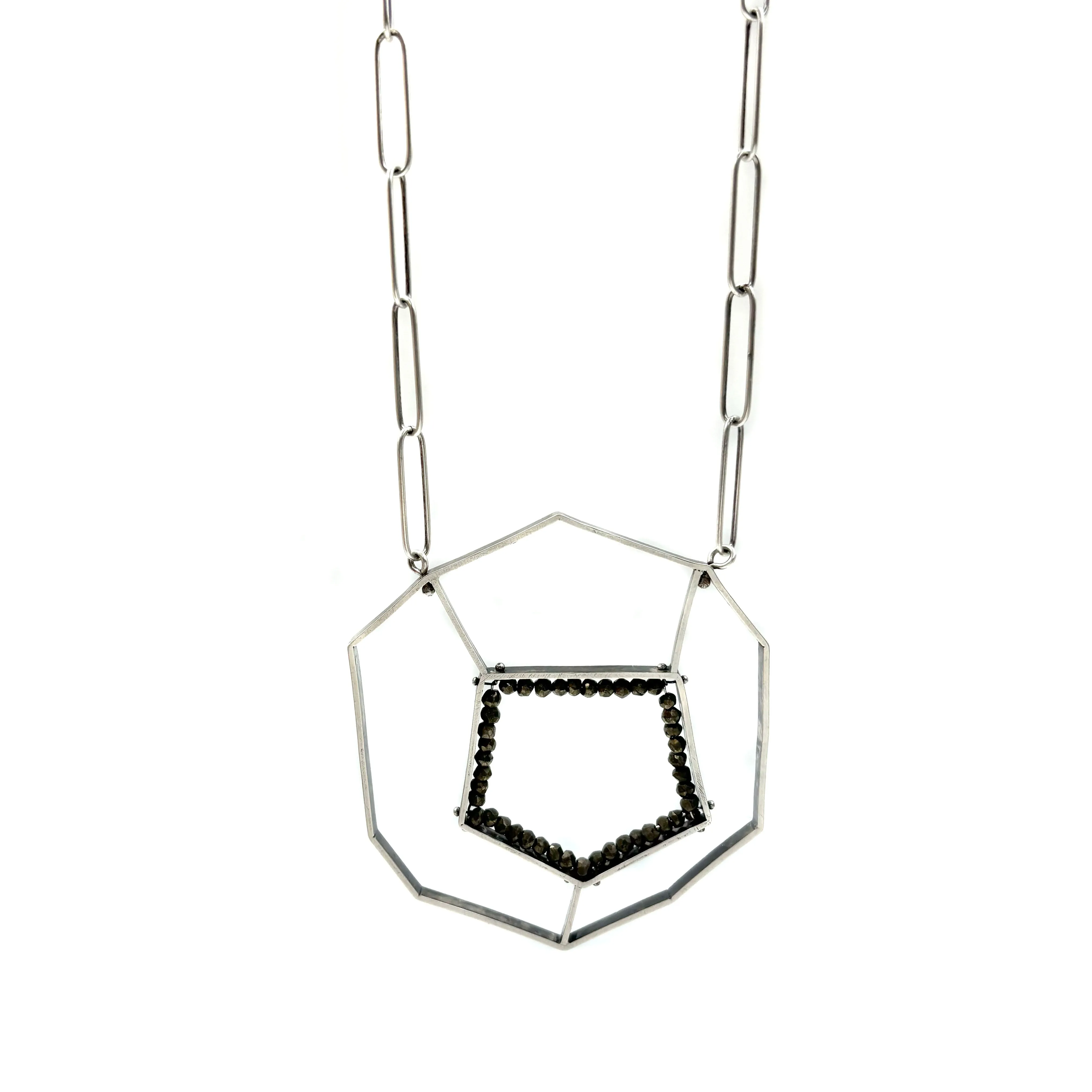 Intersecting Pyrite Geode Necklace