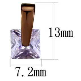 IP Dark Brown (IP coffee) Stainless Steel Earrings with AAA Grade CZ in Light Amethyst for Women Light Amethyst Stone Color Style TK2541