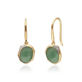 Irregular B Gem Jade & Diamant Tropfen Ohrringe