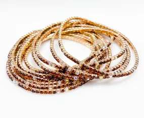 Jessica - Rhinestone Bracelet Set (Amber/Brown)