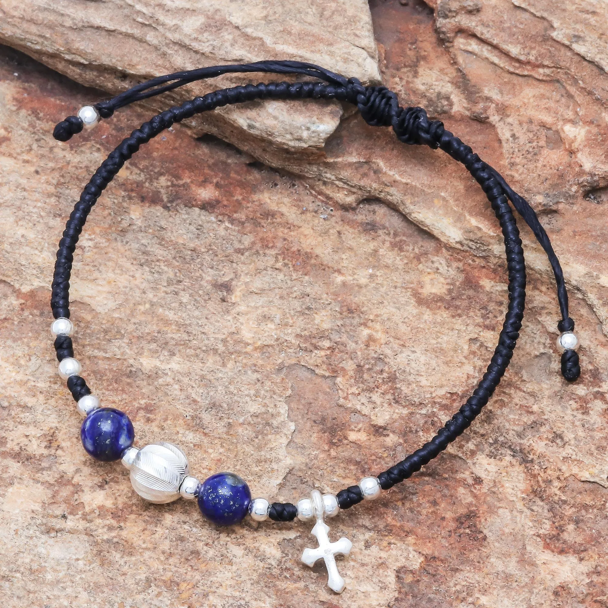 Joyful Faith Lapis Lazuli Beaded Bracelet from Thafiland