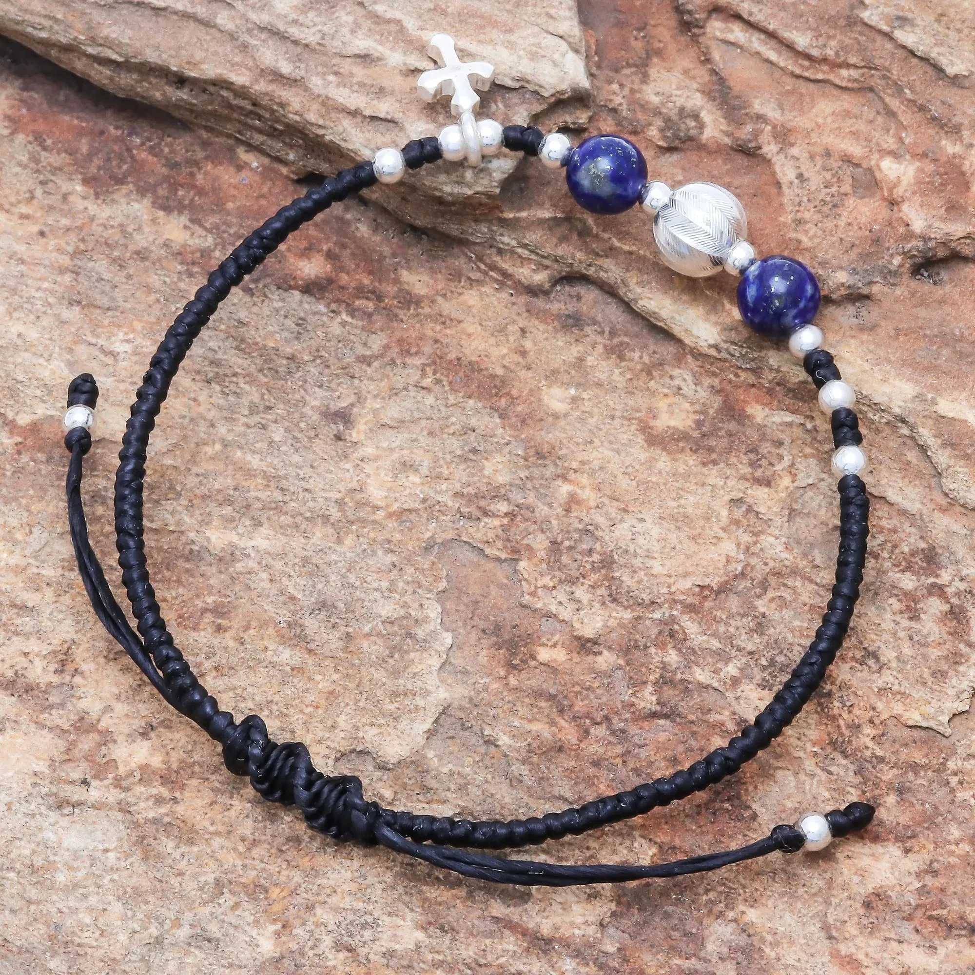 Joyful Faith Lapis Lazuli Beaded Bracelet from Thafiland