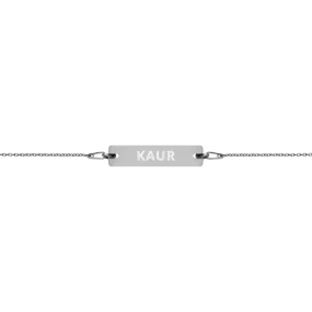 KAUR Engraved Silver Bar Chain Bracelet