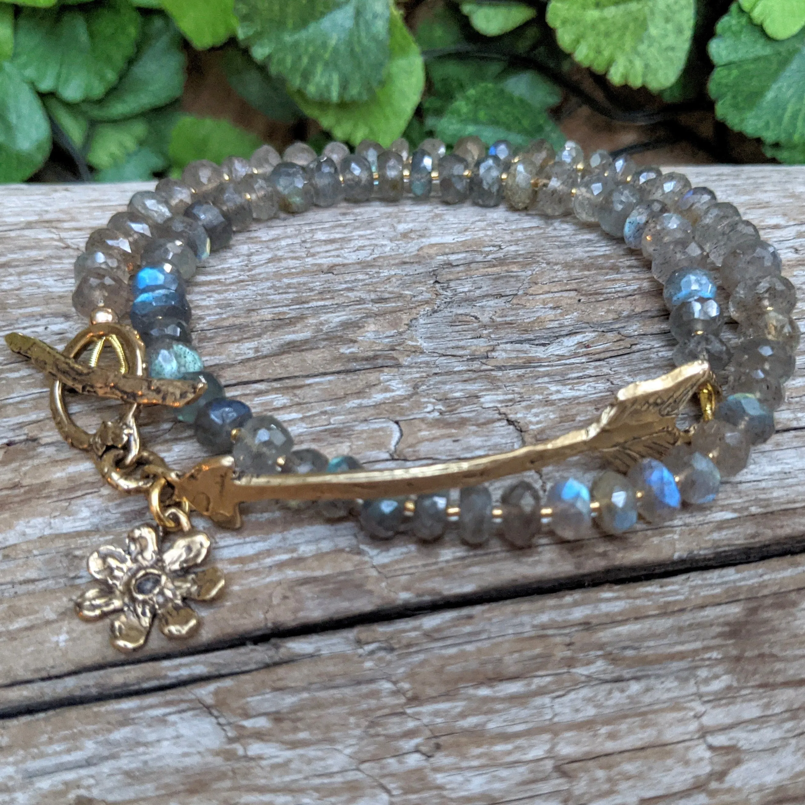 Labradorite Wrap Bracelet with Arrow