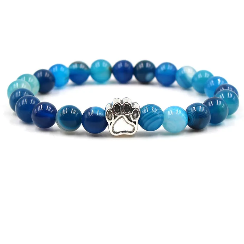 Lapis Lazuli Alloy Dog Footprint Elastic Bracelet