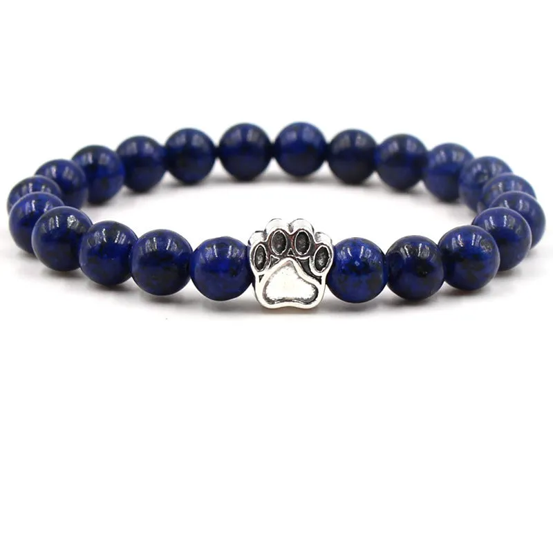 Lapis Lazuli Alloy Dog Footprint Elastic Bracelet