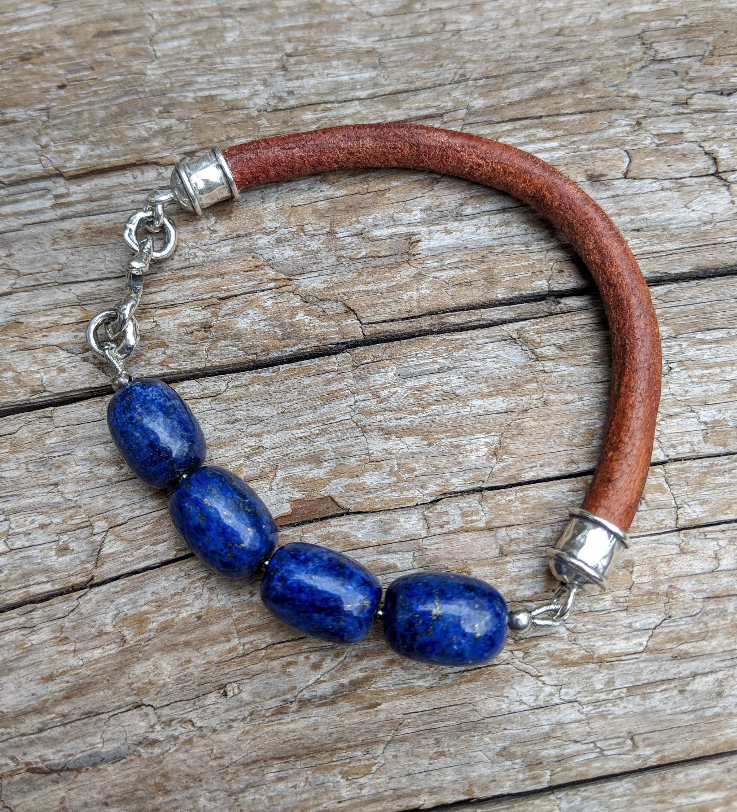 Lapis Lazuli Leather Bracelet - Men's/Unisex