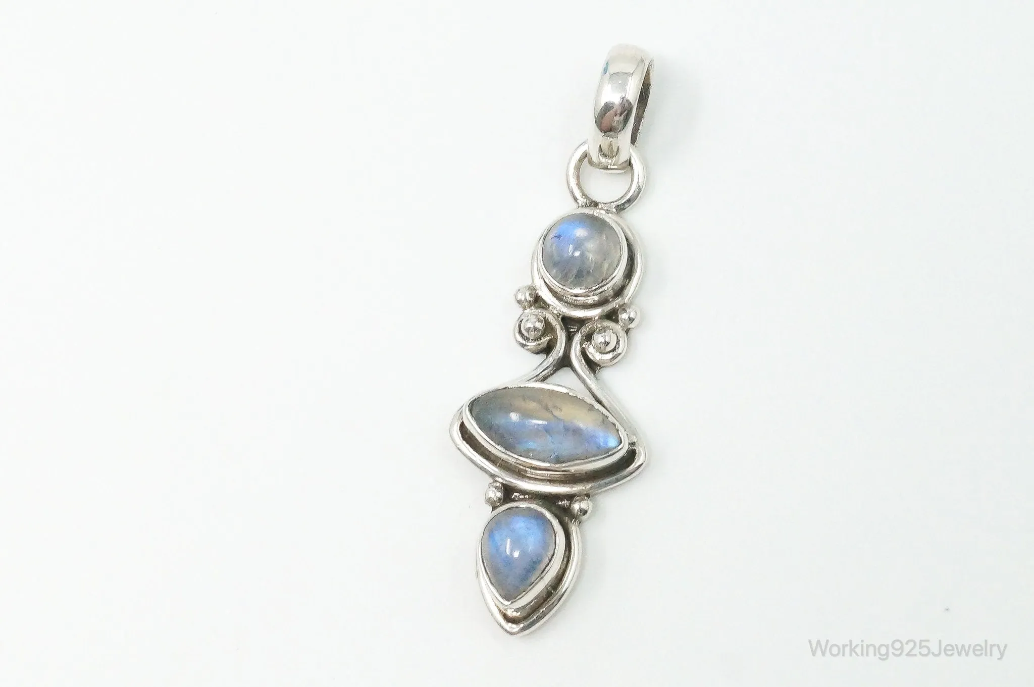 Large Vintage Moonstone Sterling Silver Necklace Pendant