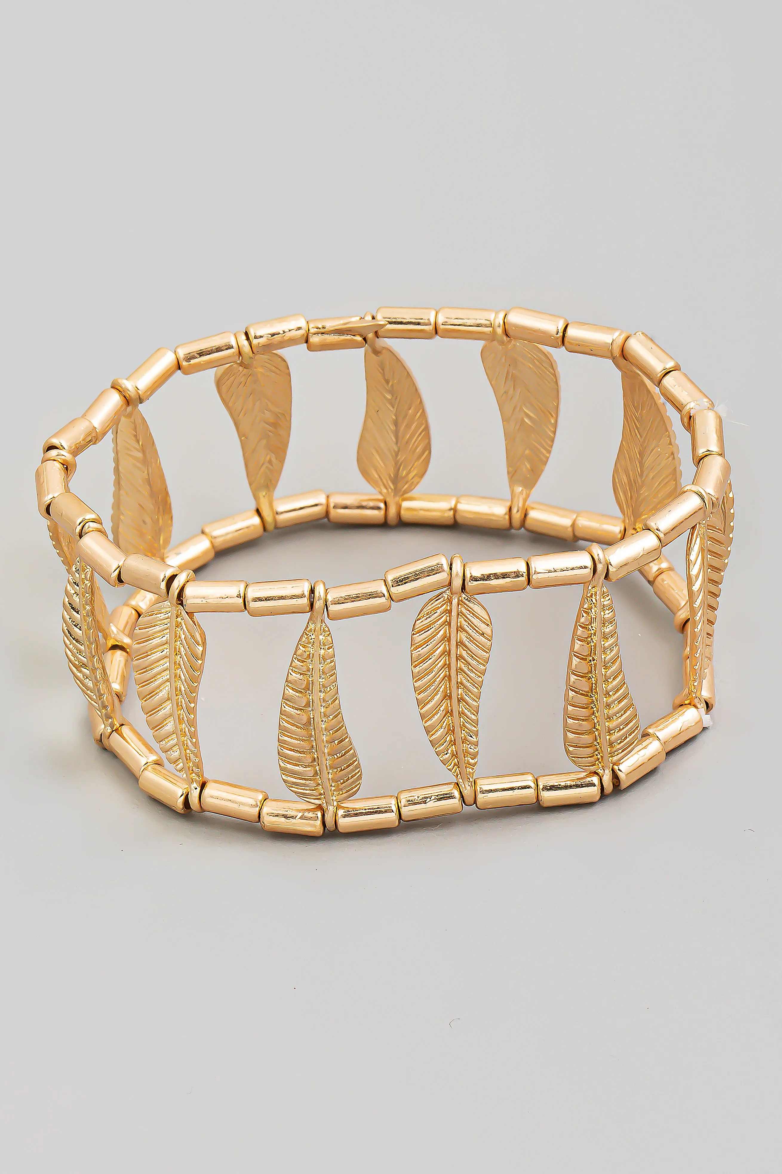 Leaf Metal Stretch Cuff (Silver/Gold)