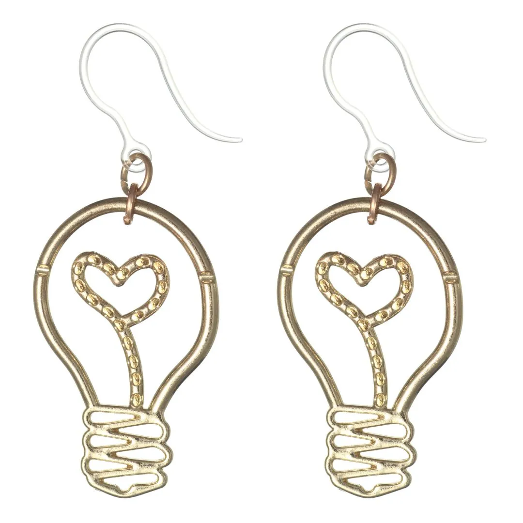 Light Bulb Dangles Hypoallergenic Earrings for Sensitive Ears Made with Plastic Posts