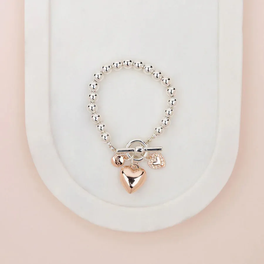 Limited Edition | Rose Gold & Silver Toggle Heart Bracelet