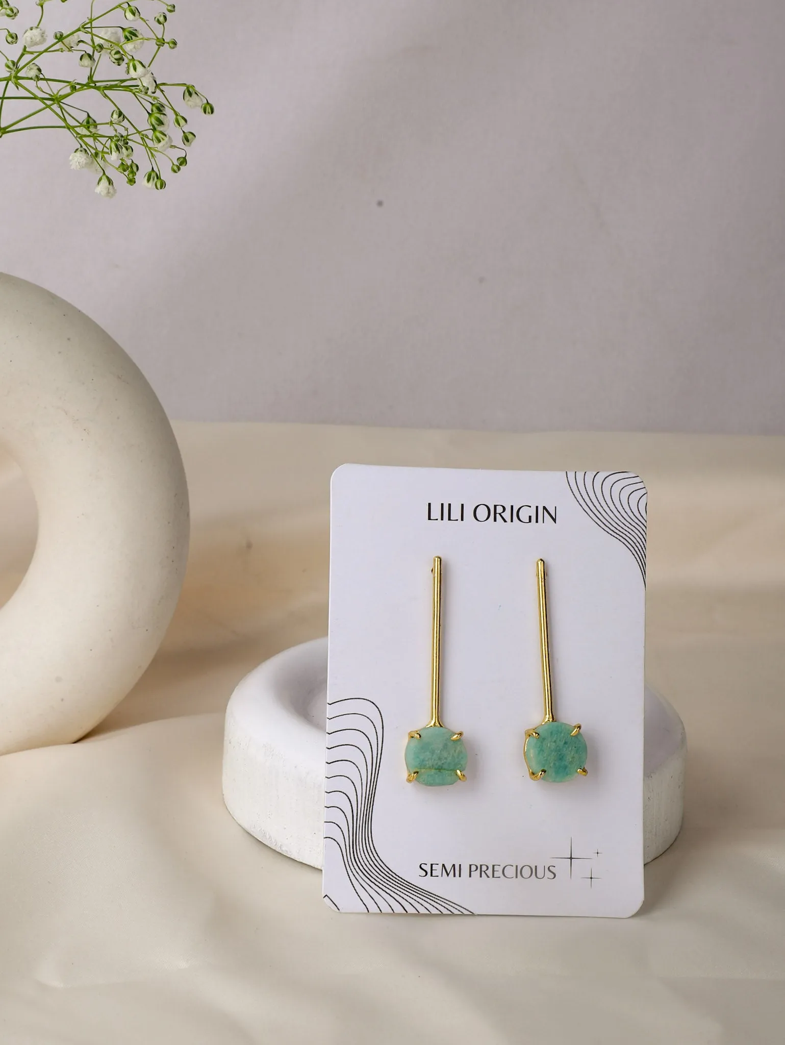 Long Green Amazonite Earring