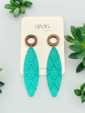 Long Green Oval Clay Earrings