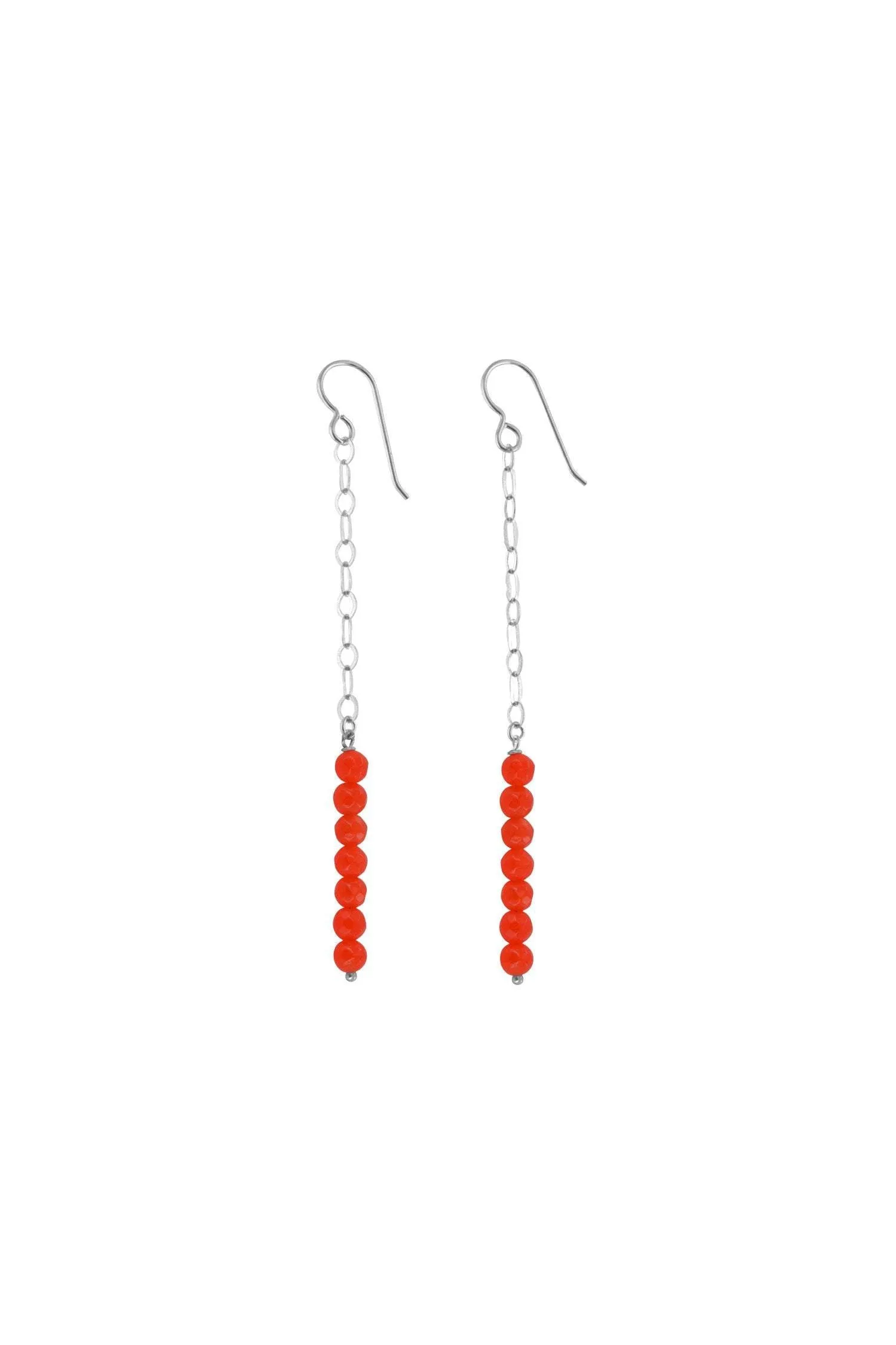 Long Red Earrings, Jade Stones