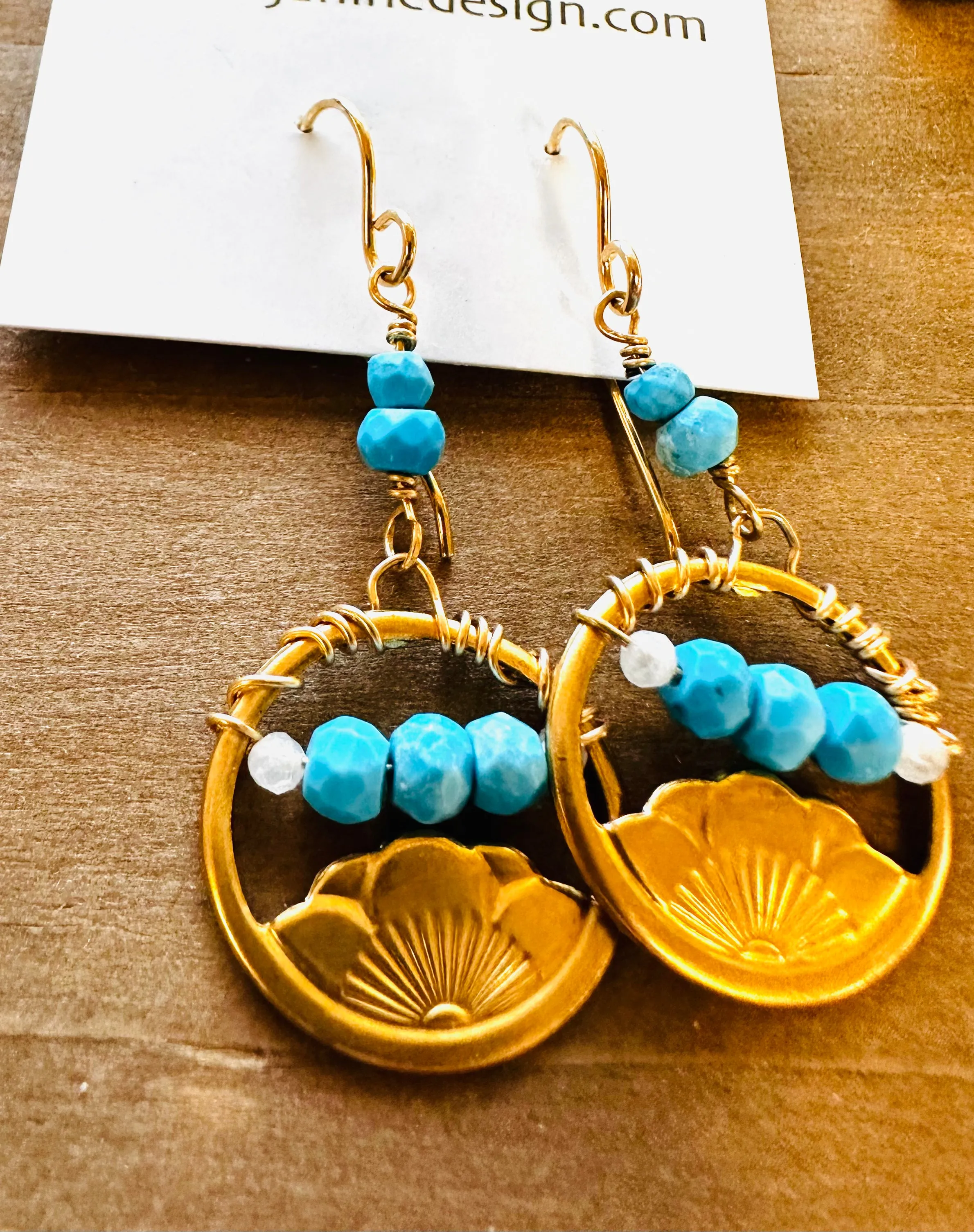 Lotus Earrings/TourmalineGemstone lotus Earrings/Golden Lotus Earrings