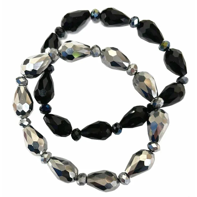 Lotus Feet Crystal Tear Drop Bead Elasticated Bracelet