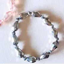 Lotus Feet Crystal Tear Drop Bead Elasticated Bracelet