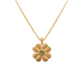 Lucky Clover Peridot Reversible Pendant Necklace 24K Gold Vermeil