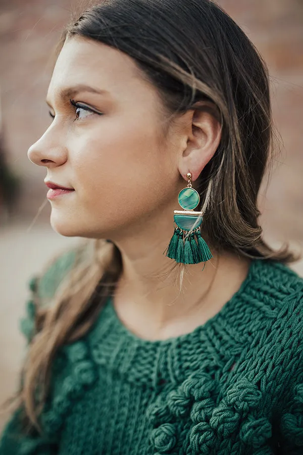 Manhattan Magic Tassel Earrings in Jade