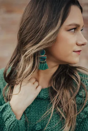 Manhattan Magic Tassel Earrings in Jade