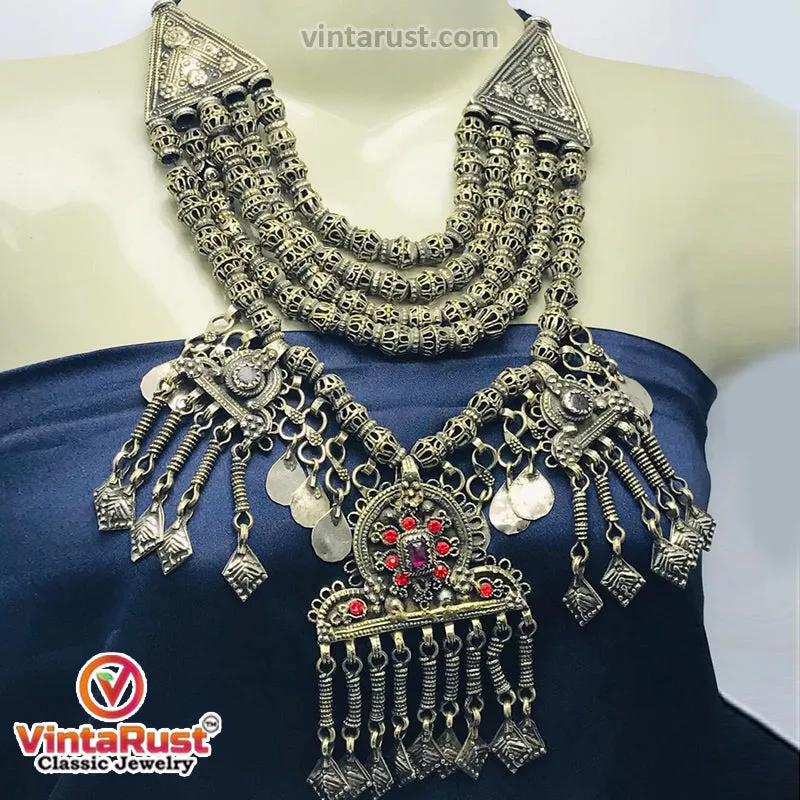 Massive Choker With Three Dangling Pendants