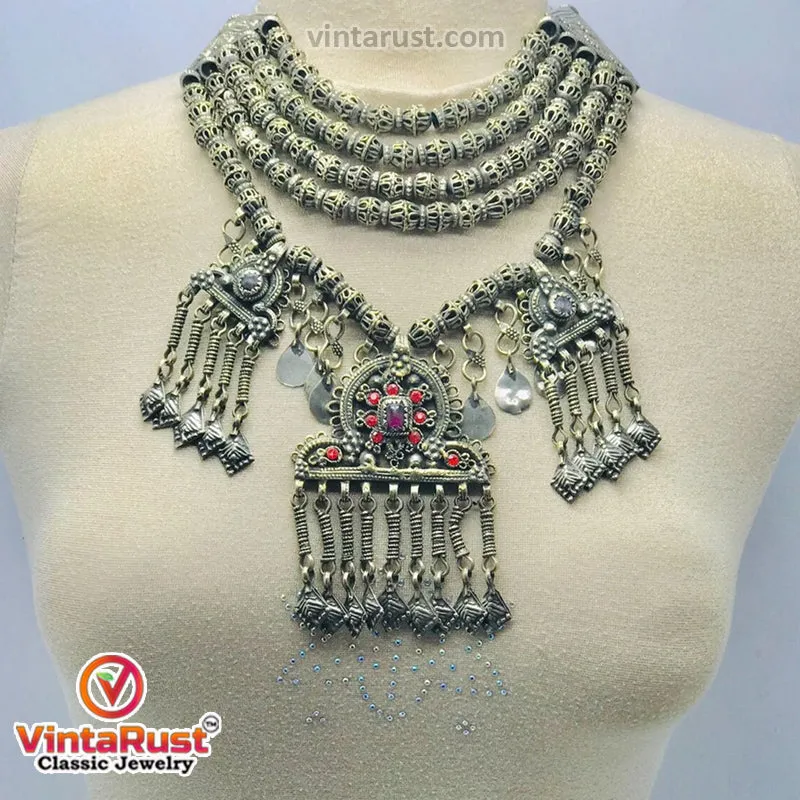 Massive Choker With Three Dangling Pendants