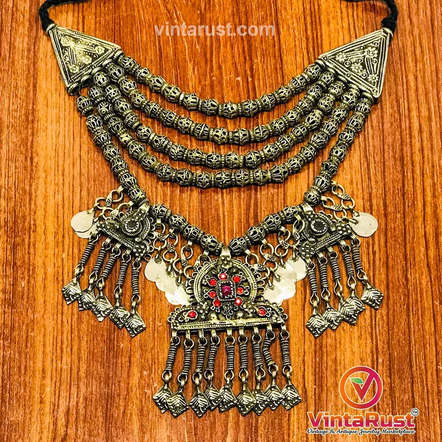 Massive Choker With Three Dangling Pendants