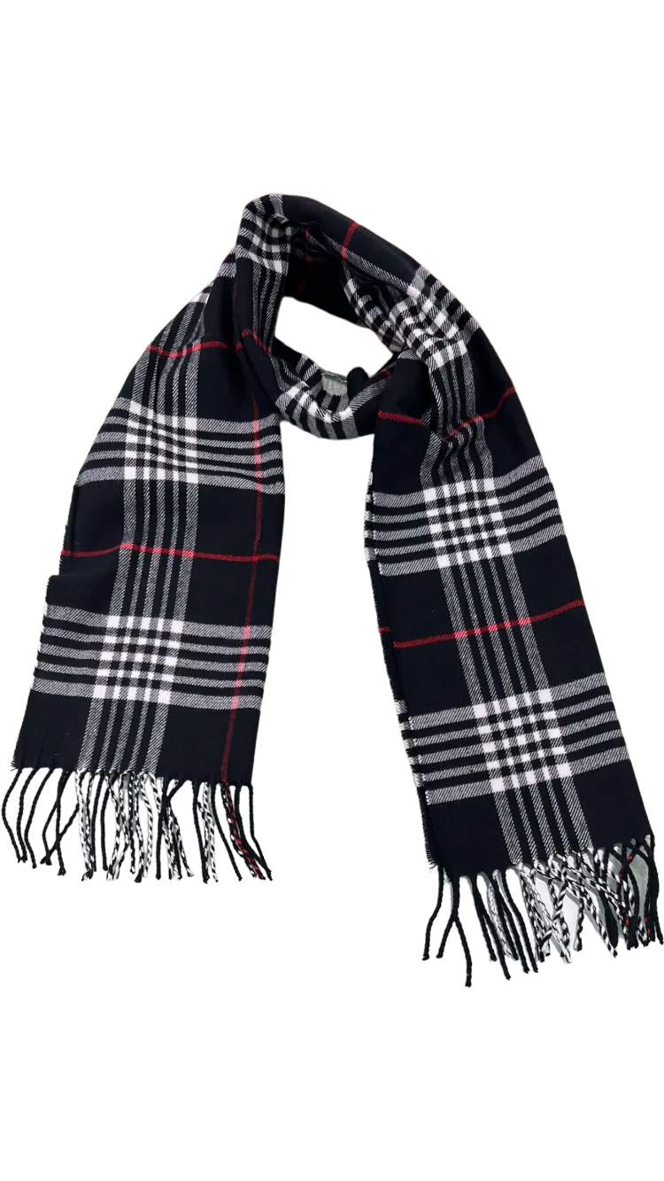 Men's black fashion plaid scarf cashmere feels