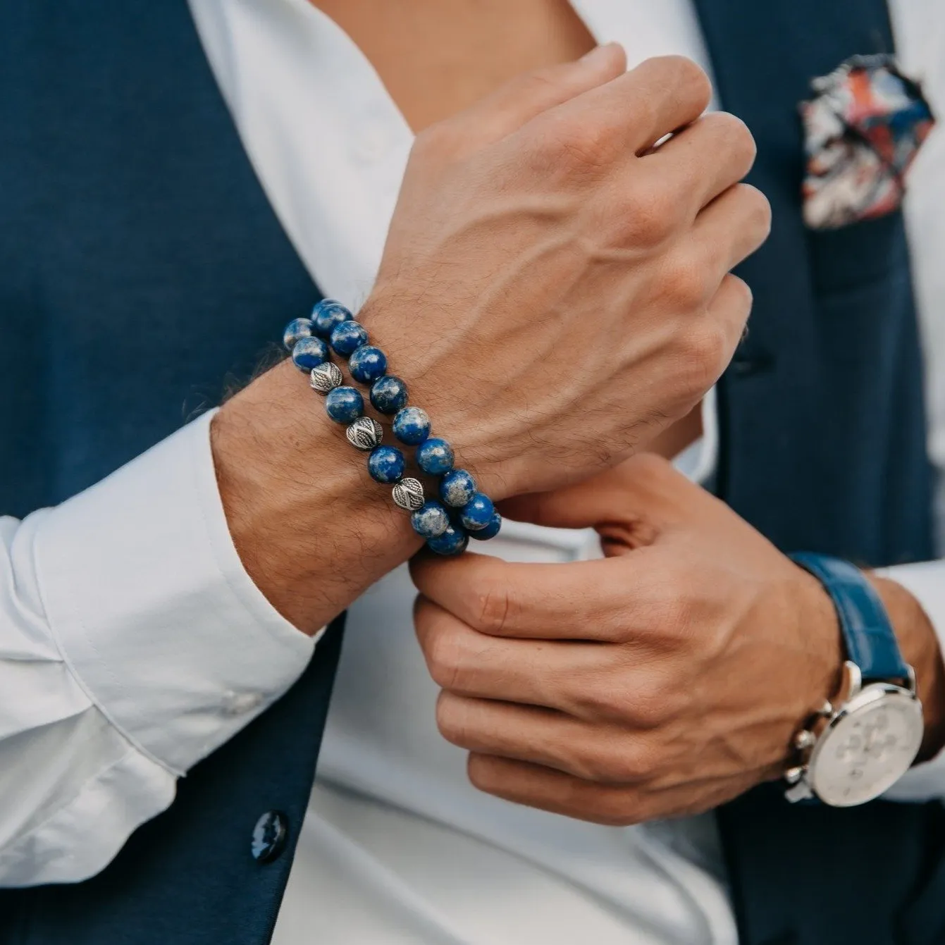 Men's LAPIS LAZULI Beaded Bracelet