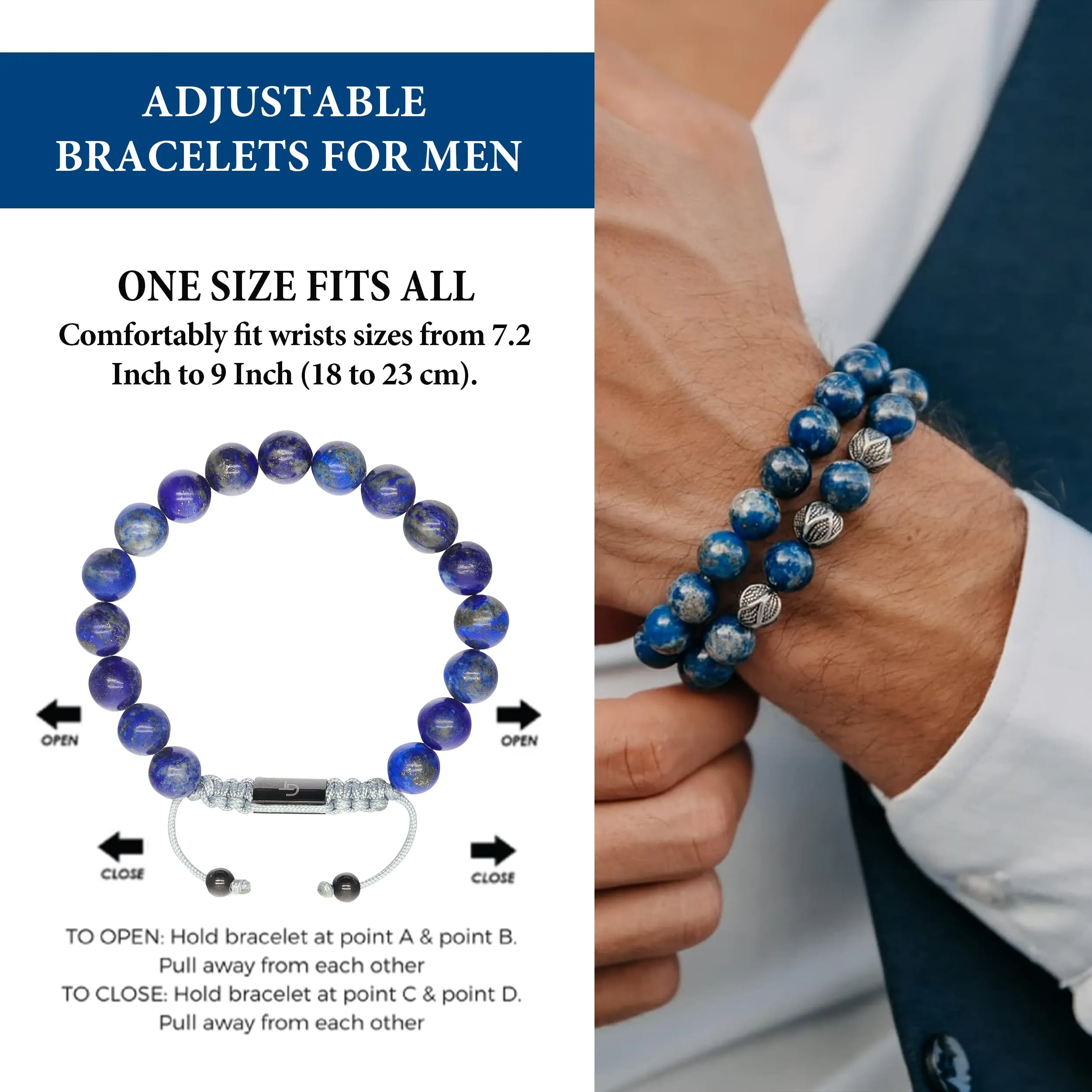 Men's LAPIS LAZULI Beaded Bracelet