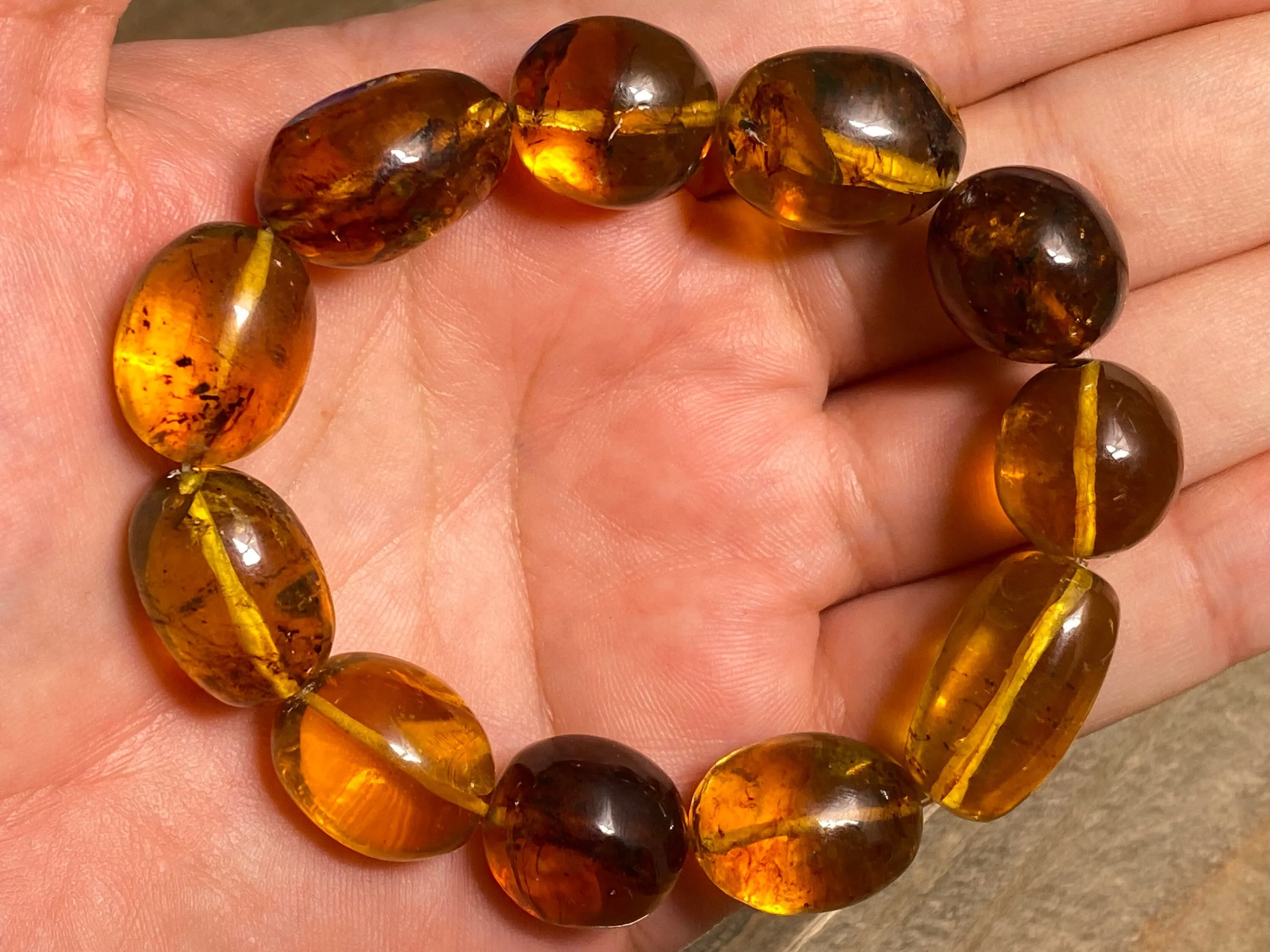 Mexican AMBER Crystal Bracelet - Beaded Bracelet, Handmade Jewelry, Healing Crystals and Stones, 48292