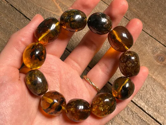 Mexican AMBER Crystal Bracelet - Beaded Bracelet, Handmade Jewelry, Healing Crystals and Stones, 48447