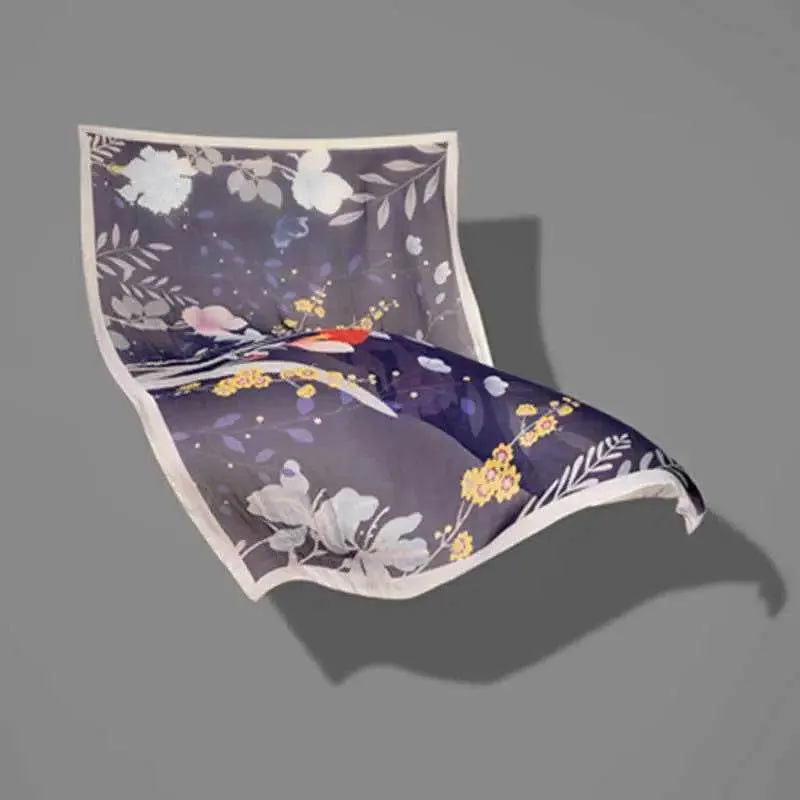 Mulberry Silk Elegant Floral Silk Chiffon Scarf 87 x 87 cm & 175 x 107 cm