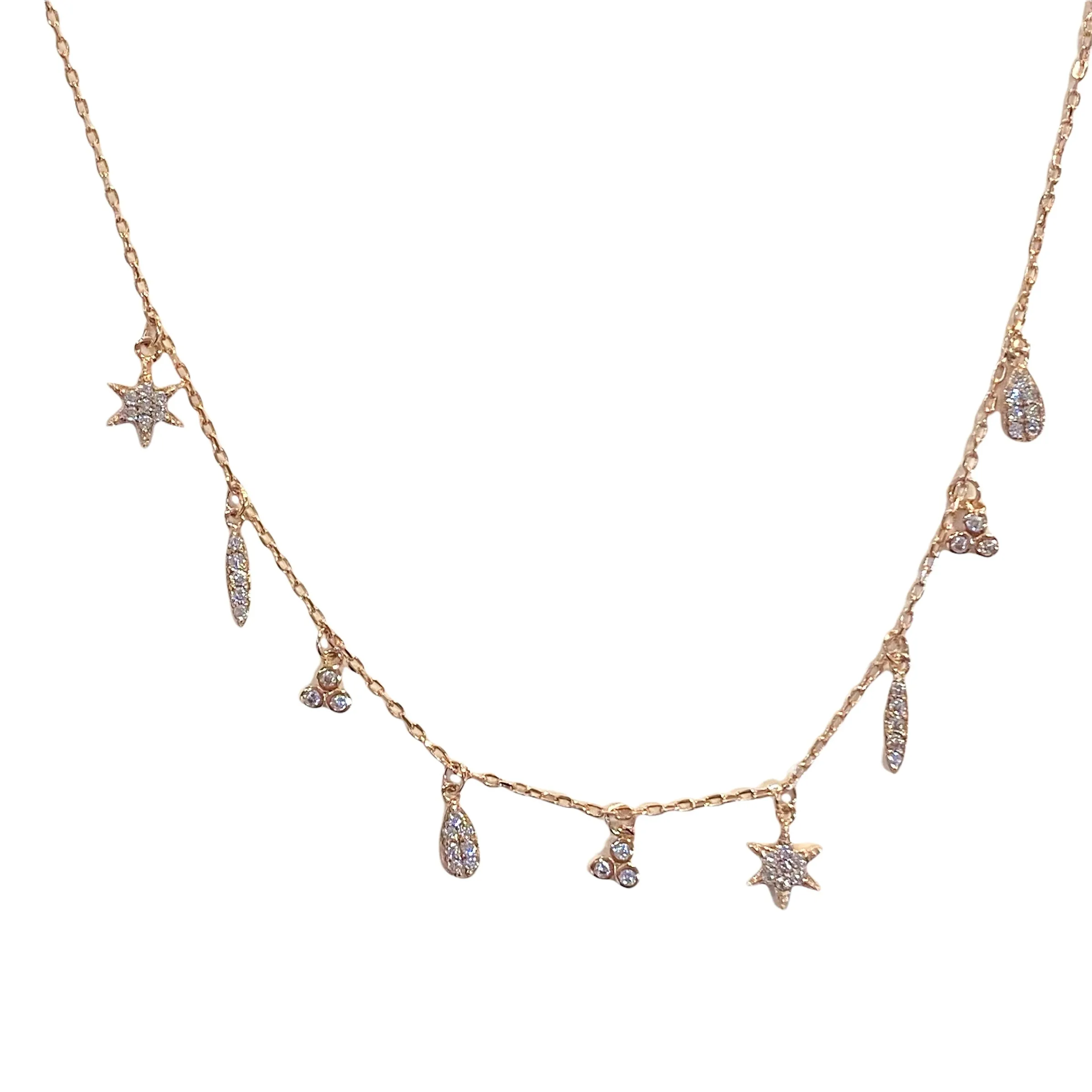 Multi Charm Starburst CZ Choker