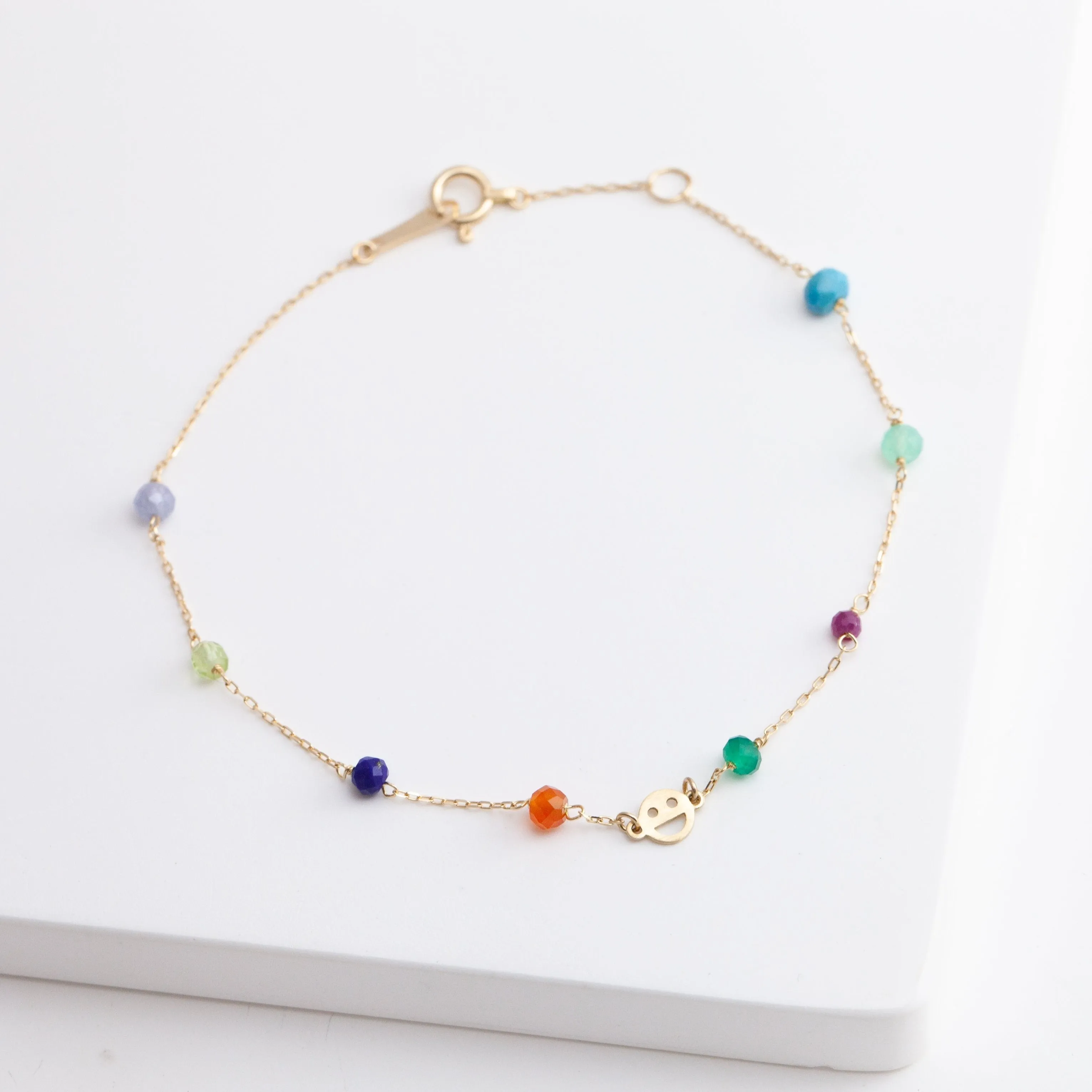 Multicolor stone smiley bracelet