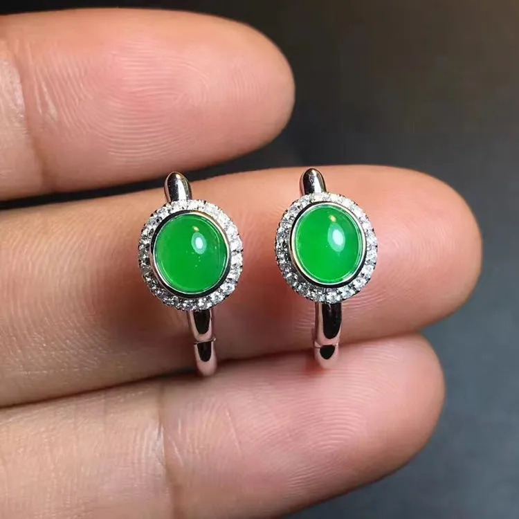 Natural Jade Earrings Jadeite Earrings NEG15