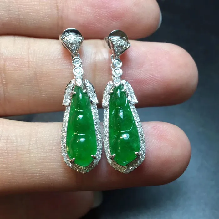 Natural Jade Earrings Jadeite Earrings NEG43