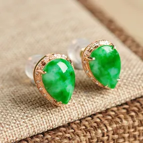 Natural Jade Earrings Jadeite Gold Earrings EG24