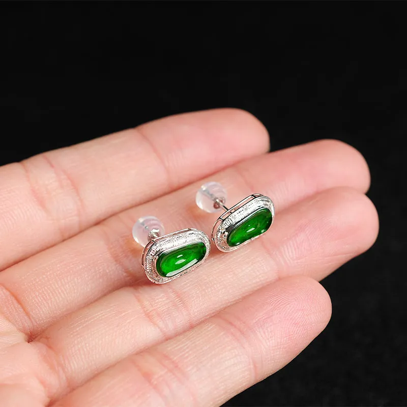 Natural Jade Earrings Jadeite Gold Earrings EG32