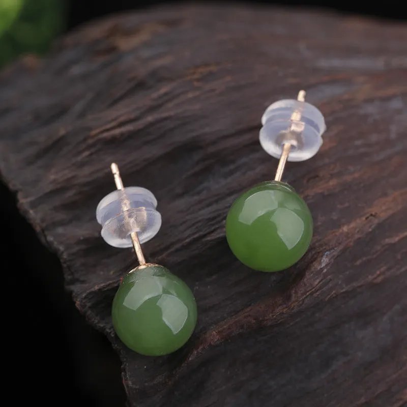 Natural Jade Earrings Nephrite Gold Earrings ZEG555