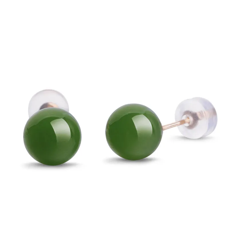 Natural Jade Earrings Nephrite Gold Earrings ZEG555