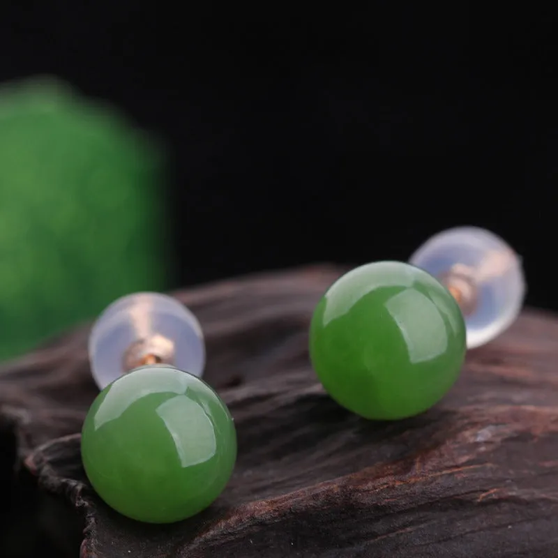 Natural Jade Earrings Nephrite Gold Earrings ZEG555