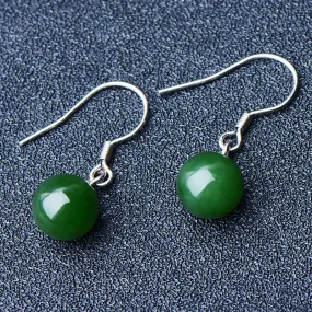 Natural Jade Earrings Nephrite Silver Earrings NE142