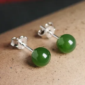 Natural Jade Earrings Nephrite Silver Earrings WE18