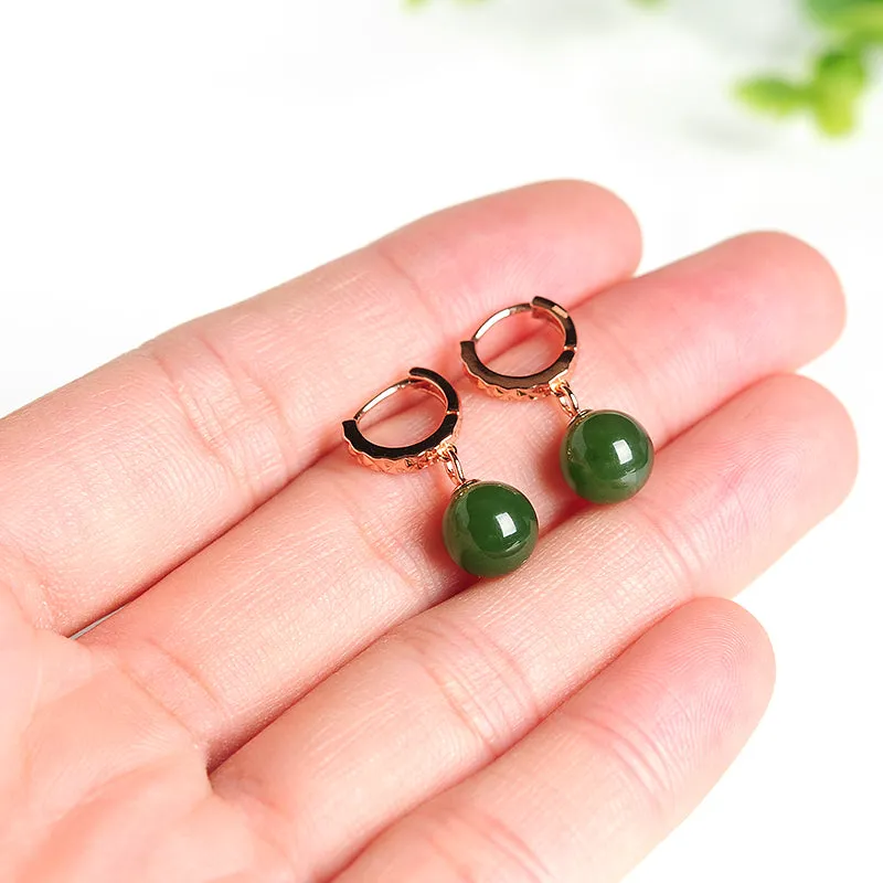 Natural Jade Earrings Nephrite Silver Earrings WE24