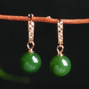 Natural Jade Earrings Nephrite Silver Earrings WE24