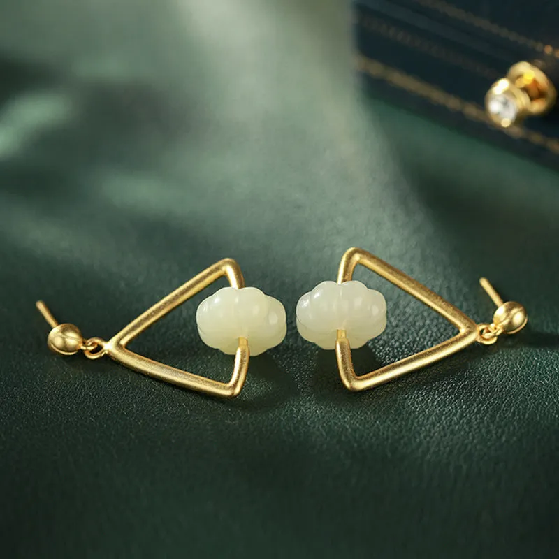 Natural Jade Earrings Nephrite Silver Earrings ZNE297