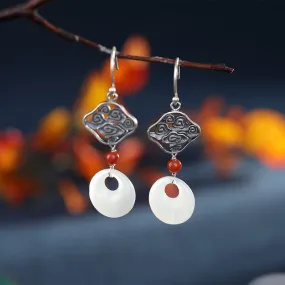 Natural Jade Earrings Nephrite Silver Earrings ZNE436